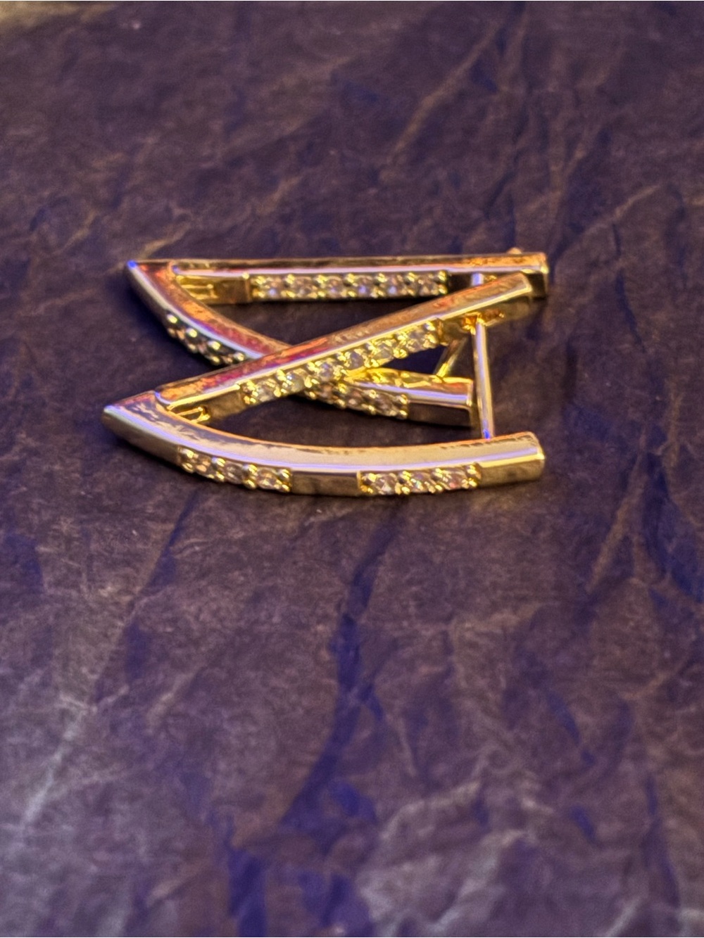 Stella & Dot Gold Crystal Zigzag Ear Climbers